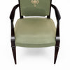 Set of Four French Art Deco Ebonized Wood and Green Upholstered Armchairs