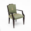Set of Four French Art Deco Ebonized Wood and Green Upholstered Armchairs