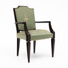 Set of Four French Art Deco Ebonized Wood and Green Upholstered Armchairs