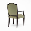 Set of Four French Art Deco Ebonized Wood and Green Upholstered Armchairs