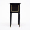 Pair of French Louis XVI Style Ebonized and Brass Marble-Top Side Tables