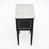 Pair of French Louis XVI Style Ebonized and Brass Marble-Top Side Tables