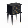 Pair of French Louis XVI Style Ebonized and Brass Two-Drawer Side Tables