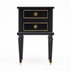 Pair of French Louis XVI Style Ebonized and Brass Two-Drawer Side Tables