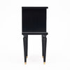 Pair of French Louis XVI Style Ebonized and Brass Two-Drawer Side Tables