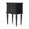 Pair of French Louis XVI Style Ebonized and Brass Two-Drawer Side Tables