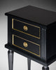 Pair of French Louis XVI Style Ebonized and Brass Two-Drawer Side Tables