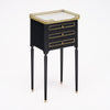 Pair of French Louis XVI Style Ebonized, Brass and Marble Side Tables