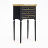 Pair of French Louis XVI Style Ebonized, Brass and Marble Side Tables