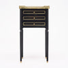 Pair of French Louis XVI Style Ebonized, Brass and Marble Side Tables