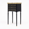 Pair of French Louis XVI Style Ebonized, Brass and Marble Side Tables