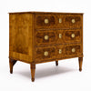 Italian Neoclassical Walnut and Marquetry Three-Drawer Commode