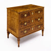 Italian Neoclassical Walnut and Marquetry Three-Drawer Commode