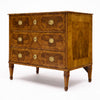 Italian Neoclassical Walnut and Marquetry Three-Drawer Commode