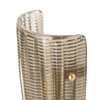 Pair of Italian Murano Ribbed Smoked Glass and Brass Wall Sconces