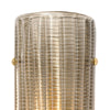 Pair of Italian Murano Ribbed Smoked Glass and Brass Wall Sconces