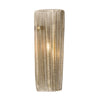 Pair of Italian Murano Ribbed Smoked Glass and Brass Wall Sconces
