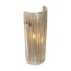 Pair of Italian Murano Ribbed Smoked Glass and Brass Wall Sconces