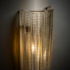 Pair of Italian Murano Ribbed Smoked Glass and Brass Wall Sconces