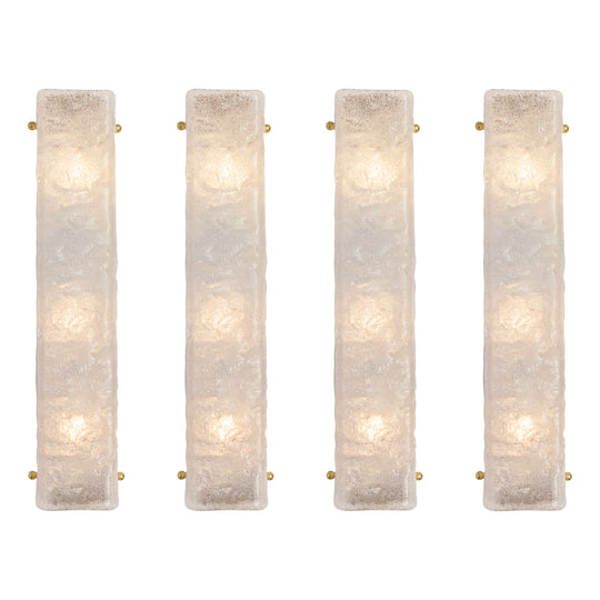 Italian Mid-Century Murano Frosted Textured Glass Wall Sconces