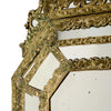 French Napoleon III Gilt Brass Repoussé Cushion Mirror, 19th Century