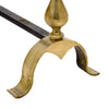 Pair of French Mid-Century Brass and Iron Fireplace Andirons