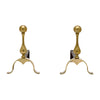 Pair of French Mid-Century Brass and Iron Fireplace Andirons