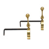 Pair of French Mid-Century Brass and Iron Fireplace Andirons
