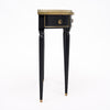 French Louis XVI Style Ebonized, Brass and Marble Demi-Lune Console Table