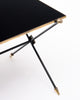 French Mid-Century Black Glass, Iron and Brass Coffee Table