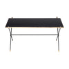 French Mid-Century Black Glass, Iron and Brass Coffee Table