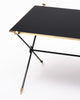 French Mid-Century Black Glass, Iron and Brass Coffee Table