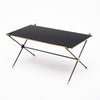 French Mid-Century Black Glass, Iron and Brass Coffee Table