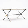 French Mid-Century Black Glass, Iron and Brass Coffee Table