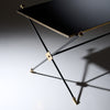 French Mid-Century Black Glass, Iron and Brass Coffee Table