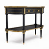 French Louis XVI Style Ebonized, Brass and Marble Console Table