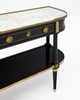 French Louis XVI Style Ebonized, Brass and Marble Console Table