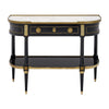 French Louis XVI Style Ebonized, Brass and Marble Console Table