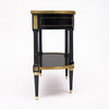 French Louis XVI Style Ebonized, Brass and Marble Console Table