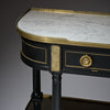 French Louis XVI Style Ebonized, Brass and Marble Console Table