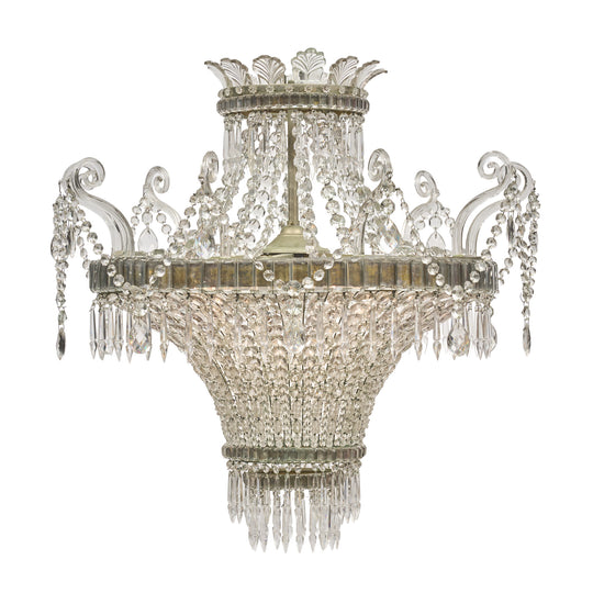 French Belle Epoque Louis XVI Crystal Chandelier, Circa 1910