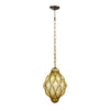 Antique Venetian Citrine Glass and Wrought Iron Lantern, Circa 1920