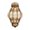 Antique Venetian Smoked Amber Glass and Wrought Iron Lantern, Circa 1920