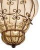 Antique Venetian Smoked Amber Glass and Wrought Iron Lantern, Circa 1920