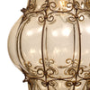 Antique Venetian Smoked Amber Glass and Wrought Iron Lantern, Circa 1920