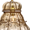 Antique Venetian Smoked Amber Glass and Wrought Iron Lantern, Circa 1920