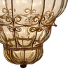 Antique Venetian Smoked Amber Glass and Wrought Iron Lantern, Circa 1920