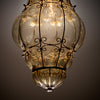 Antique Venetian Smoked Amber Glass and Wrought Iron Lantern, Circa 1920