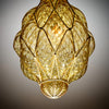 Antique Venetian Citrine Glass and Wrought Iron Lantern, Circa 1920
