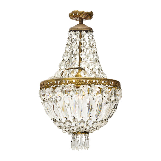 French Louis XVI Crystal and Gilt Bronze Basket Chandelier
